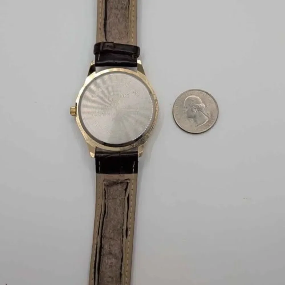 FMD FMDPU023 Watch Gold Tone Brown Dial Croc Leather Strap Japan Movt Working